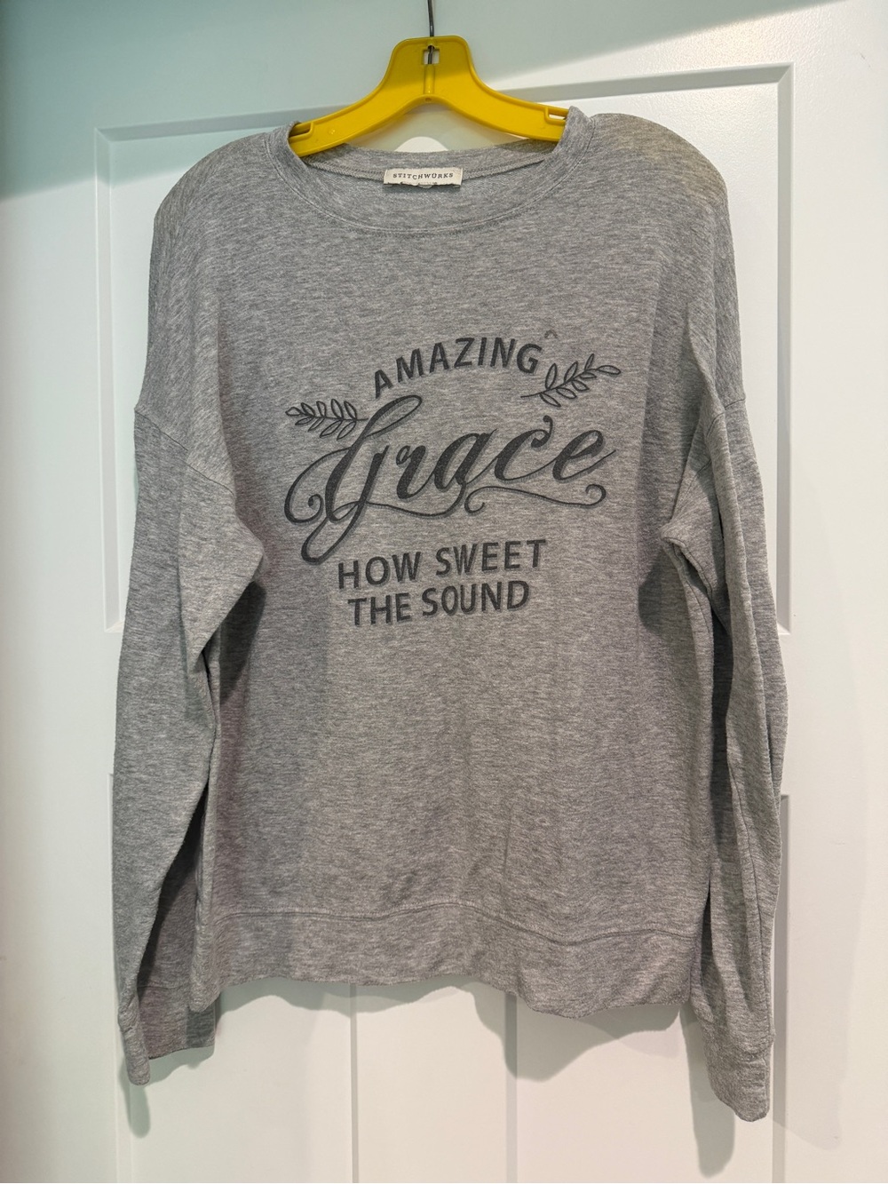 STITCHWURKS Amazing Grace Gray Graphic Sweatshirt-Size M